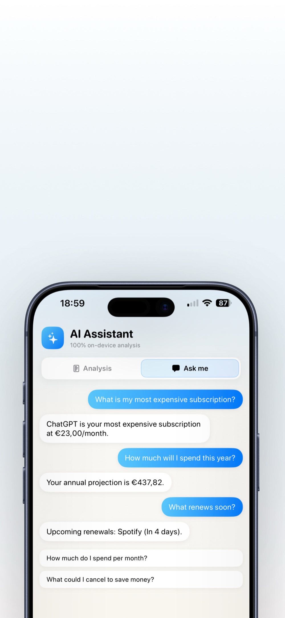 Trackle AI Assistant chat questions