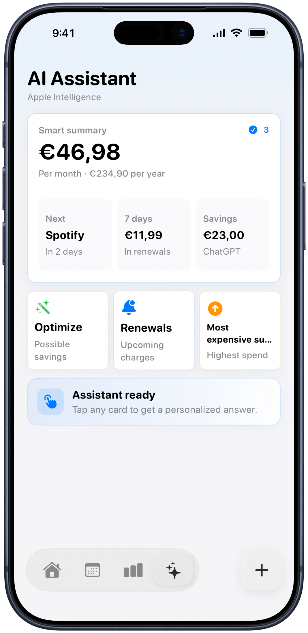 Trackle smart assistant on iPhone