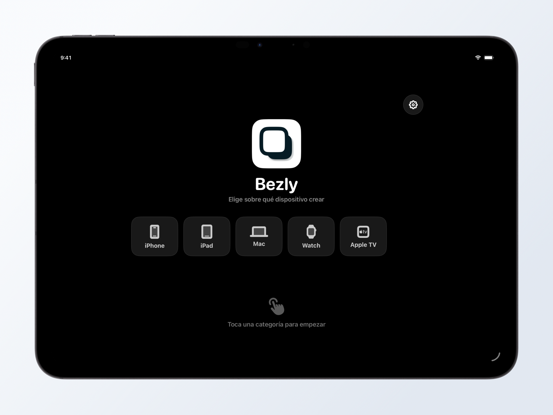 Selector de dispositivos de Bezly en iPad