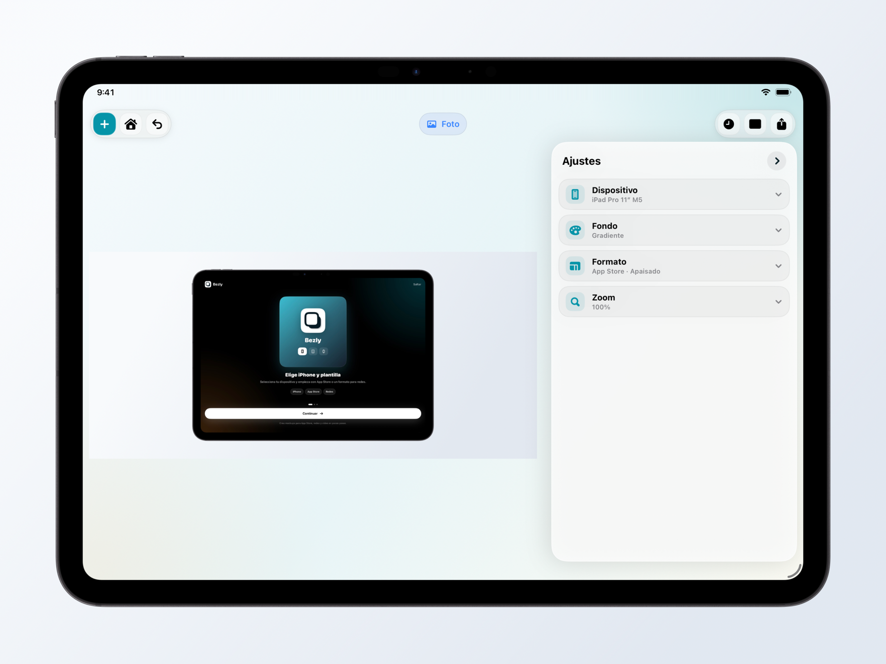 Editor de Bezly en iPad